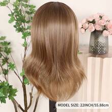 Glueless 13X4 Platinum Blonde Short Wave Lace Front Wig Pre Plucked Hairline Soft Bob Wavy Wigs 14 Inch Heat Resistant Ombre Blonde Colored Bob Wavy Synthetic Hair Replacement Wigs Breathable HD Lace 180% Density Wear And Go Wigs For Women Girls Daily & Party Use - 漸層棕色 - 查看 6