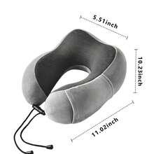 Travel Cervical Pillow Without Head Droop, Ergonomic U-Shaped Cervical Pillow Made Of Memory Foam, 360° Cervical Support For Naps On Airplanes, In Cars And In Offices, Washable Cover. - Grey - View 2