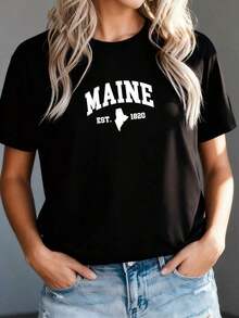 TrendyMaine---Est.-1820---Classic-Design---Classic-T-Shirt---Everyday-Use - Hitam - View 3