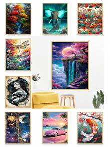 5D DIY 全钻钻石画套装，15.75 英寸 x 27.56 英寸（40 x 70 厘米）无框大尺寸钻石画，手工装饰画，家居墙面装饰，生日、母亲节、情人节、父亲节创意礼物 - 圓鑽 - 查看 12