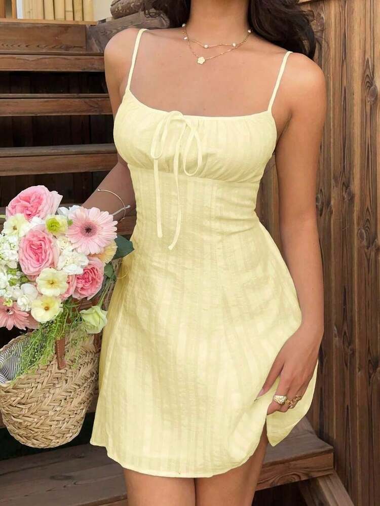 dfgComfortcana Vestido mini de cuadros rojos sexy y de moda para mujerafd KA8M - amarillo ganso - Añade 3