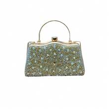 BV Bottega Bang Bang Bolso de mano para mujer de cuero genuino tejido a mano de Andiamo Clutch Campana. Nuevo bolso vintage europeo y americano con pedrería, bolso de mano, bolso de fiesta de moda, bolso de noche, bolso de hombro, bolso cruzado. - Negro - Ver 7
