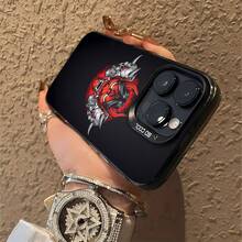 Oni rojo y máscaras blancas tema oscurofunda de teléfono Fundas compatibles con ,Apple,VIVO,OPPO,,, y Honor.Fabricadas en silicona TPU,ofrecen protección contra golpes y caídas. - Negro - Ver 6