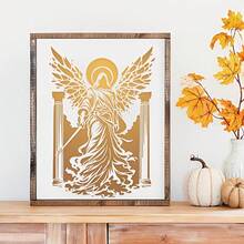 1pc Reusable Template With Judgment Angel Design, Size 29.72 X 21.08 Cm, Designed For Fantasy Style Angel Painting, Made Of Easy-To-Clean PET Material, Suitable For Various Craft Forms Including Tiles, Fabrics, Floors - Sets - View 3