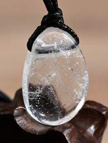 Yumfeel Natural Transparent Crystal Pendant Necklace Unisex - Asymmetrical Water Drop Pendant, Hand Woven. Bohemian Summer Beach Style. Suitable For Daily Wear. Perfect Gift - White - View 4