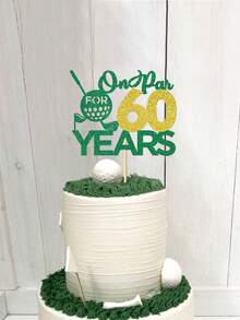 1 pieza Decoración para pastel de golf con brillo verde y dorado "Par for 40/50/60 años", decoración de pastel de cumpleaños con tema de golf para hombres, papá, esposo, abuelo, suministros para fiesta de 40, 50 y 60 cumpleaños y jubilación - Ver 5
