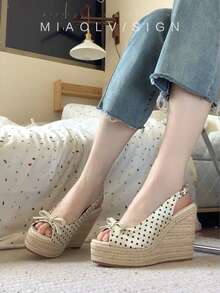 Summer-Ready Leather-Like Synthetic Leather With A Retro Style And PU Lining. 6.5cm Heel, Suitable For Petite Women. - 白色 - 查看 2