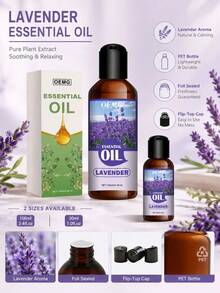 Minyak Esensial Lavender 100ml, Aroma Lavender Manis dan Tahan Lama, Cocok untuk Diffuser Mobil, Penggunaan di Rumah atau Luar Ruangan, Kompatibel dengan Humidifier, Diffuser Aroma, Stik Diffuser Rattan, Hadiah Aromaterapi - Minyak esensial lavender - View 5