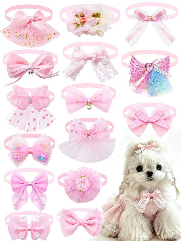 10/30pcs Cute Princess Style Pet Bow Tie - Adjustable Bow Tie Collar, Skin-Friendly Non-Choking Collar, Fresh And Cute Multiple Styles Available, Suitable For Cats And Dogs, Daily Versatile Pet Accessory, Ideal Birthday Gift Accessory, Valentine's Day/Wedding/Party/Christmas/Birthday Dress-Up Essential