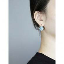 arete de solitario para mujer, adornados con cristales austriacos, caída de palanca, perfectos para cualquier ocasión, regalo ideal para mujeres - Chapado en oro aguamarina, 10 mm - Ver 7