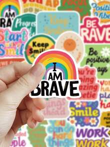50pcs Positive Affirmation Sticker Set, Motivational Stickers For Phone Case, Notebook, Guitar, Skateboard, Birthday Gift - Multicolor - View 4