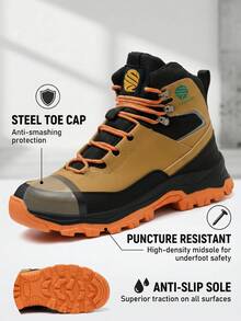 Steel Toe Boots For Men Lightweight Indestructible Slip Resistant Waterproof Construction Safety Anti-Smash  Anti-Puncture Construction Working Boots - Orange - View 3