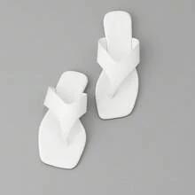 Women's Flat Sandal, Basic Everyday Comfortable, Faux Leather - White - View 2