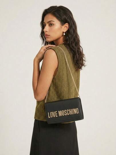 Love Moschino Logo-Lettering Women's Cross Body Bag Black
