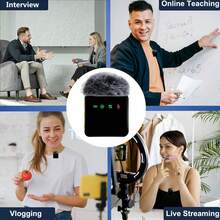 Professional Wireless Lavalier Microphone, Compatible With Smart Devices, Ultra-Mini Portable Clip-On Noise Canceling Microphone, Plug And Play Wireless Audio Device, Suitable For Interviews, Podcast Recording, Live Streaming, Vlog (160mAh Rechargeable Battery) - View 5