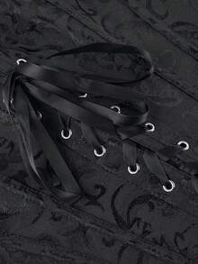 Corset Top Floral Jacquard Lace Up Corset,Strap Corset Bustier Women's Lingerie & Shapewear Corset Bonning Corset Shapewear - màu đen - Xem 8