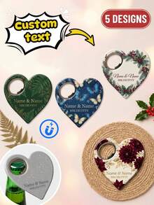 Personalized Wedding Favor Magnetic Bottle Opener, Bride's Gift To Wedding Guests, Heart-Shaped Wedding Commemorative Magnetic Bottle Opener And Thank You Card - Multicolor - View 11