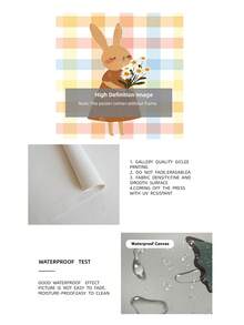 1pc Frameless Cozy Cartoon Bunny Colorful Plaid Wall Art - Playroom, Cute Animal Poster For Bedroom Dorm Home Office Classroom, Apartment Bedroom Wall Art, Party Decor & Best Gift Choice, Room Decor Bedroom, Decoration, Prints For Wall, Posters, Vintage Decor - Cartoon - View 9