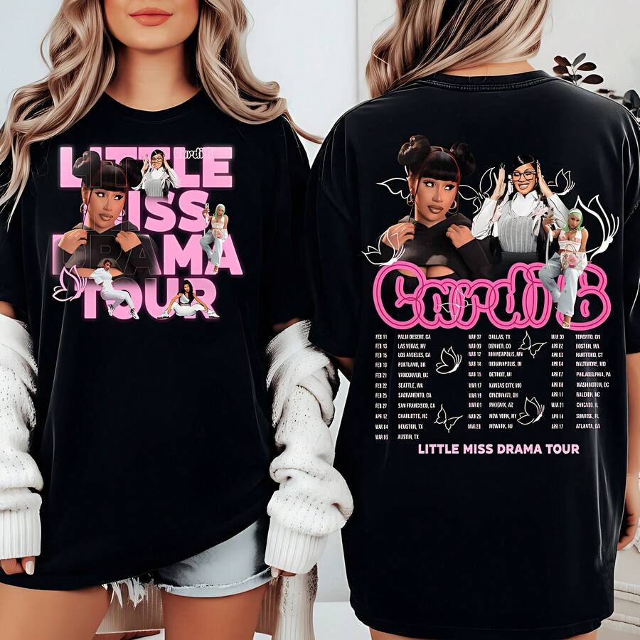 Cardi BAAA Little Miss Drama Tour T-Shirt - Black - View 1