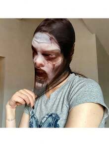 1pc Halloween Female Ghost Mask, Scary Female Ghost Mask, Halloween Thriller Female Ghost Head Cover, Escape Room Role Play Prop, Horror Decoration Mask, Suitable For Halloween Night Costume And Holiday Dress Up - Multiple Styles - View 4