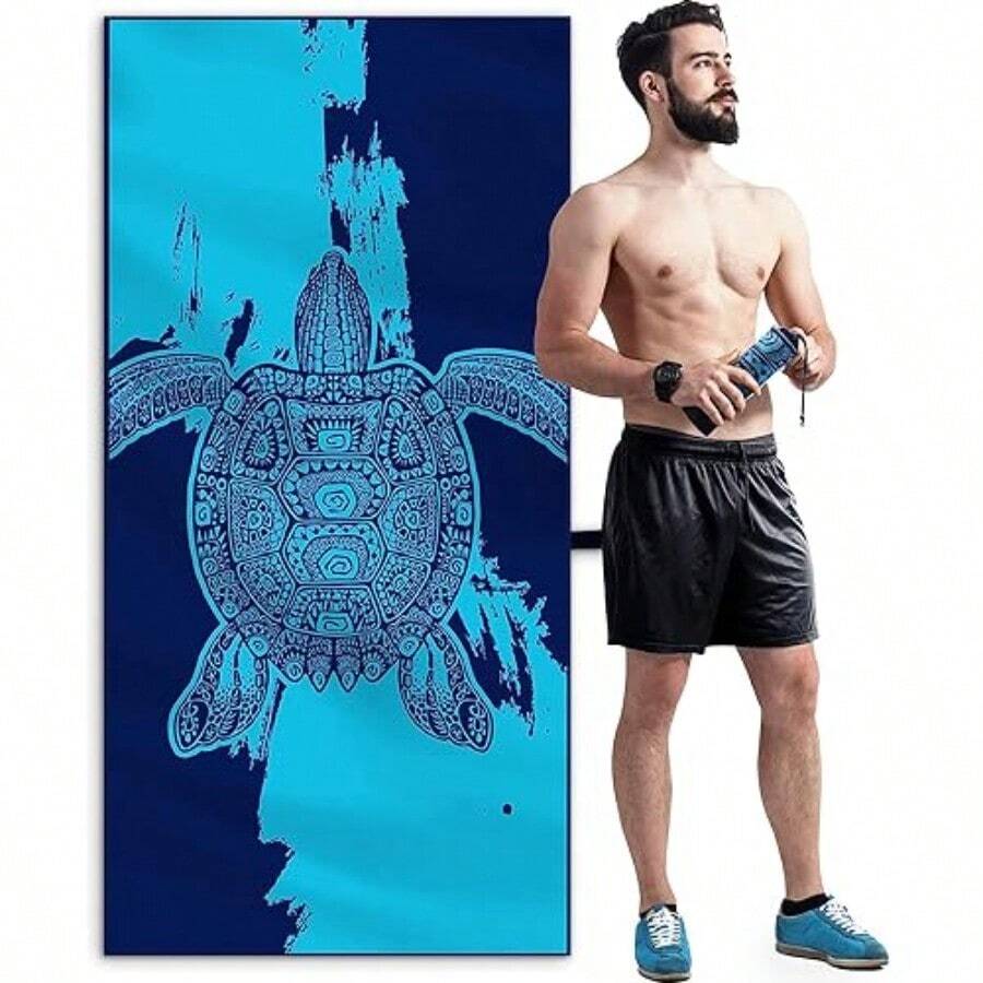 CXJYSD Toalla De Playa De Microfibra Sin Arena, Toalla De Playa Absorbente Extra Grande De 71 "X 32", De Secado Rápido Y Liviana, Adecuada para Baño, Natación, Playa, Camping, Gimnasio - Azul - Ver 1
