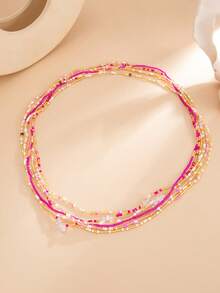 Set de 6 piezas Cadena de cintura multicapa colorida y exagerada con cuentas de estilo bohemio y geométrico, joyería encantadora, adecuada para boda, fiesta, playa, vacaciones, casual, estilo callejero, mujeres y parejas, vacaciones, cumpleaños, regalo versátil - Cadena de cintura - Ver 7