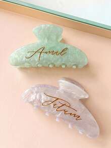 1 chiếc kẹp tóc khắc laser theo yêu cầu, kẹp tóc càng cua khắc tên cá nhân, lược cài tóc, kẹp tóc càng cua in họa tiết da báo lấp lấp lánh bằng acrylic thời trang nữ, phụ kiện tóc khắc tên theo yêu cầu, quà tặng độc đáo cho phù dâu, quà tặng ngày Valentine, phụ kiện tóc nữ - Nhiều màu - Xem 4