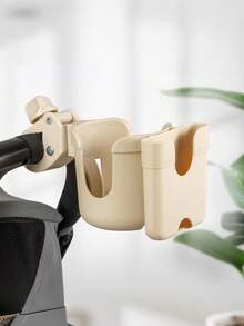 1pc 2-In-1 Stroller Cup Holder & Phone Holder, Beige Universal Stroller Accessory, Multi-Functional Water Bottle & Milk Tea Storage Rack, Suitable For Toddler Strollers - Multicolor - View 9