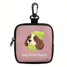 1pc Cute Dog Print Dog Treat Bag, Portable With Hook And Zipper, Dog Training Pouch, Dog Carry Snack Bag, Pet Snack Container Suitable For Taking Dogs Outdoor And Camping - Multicolor - View 9