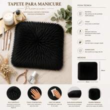 Novadecora Tapetes em Pelúcia Pelo Alto Luxo Para Fotos, Manicure, Unhas e Prateleiras 30x30 - Preto - Visão 5
