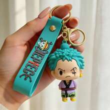 MINISO One Piece 路飛 綠松石色卡通 PVC 鑰匙圈吊飾，柔軟優質 PVC 手提包配件，金屬扣環背包吊飾，趣味動漫風包包裝飾，可愛行李吊牌飾品，日常必備鑰匙環，俏皮旅行禮物收藏品 - 樣式 1 - 查看 1