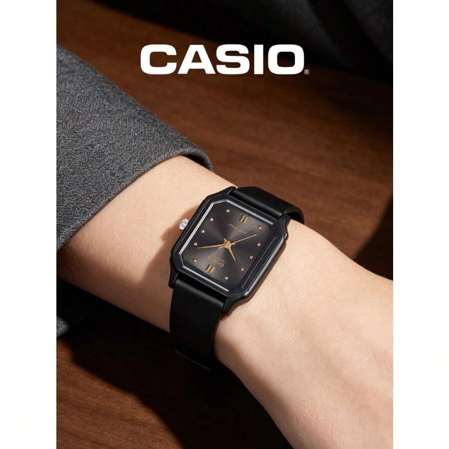轻巧黑色树脂表带简约时尚腕表,易读表盘,女士学生腕表 CASIO LQ-142-1ADF - 黑色 - 查看 1