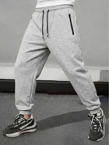 Grey Floral Men's Joggers | Casual Drawstring Sweatpants With Zipper Pockets, Suitable For Daily Wear And Fitness - Grey - View 1