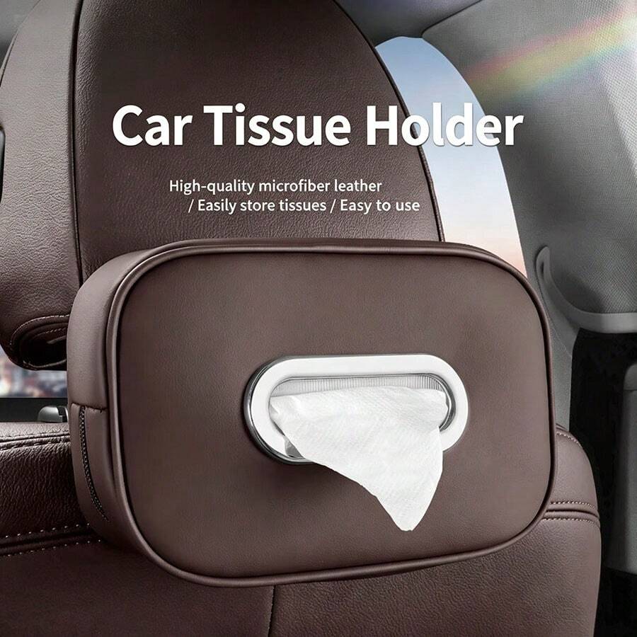 1 pieza Soporte para caja de pañuelos para coche, dispensador de pañuelos en la consola, bolsa de papel higiénico montada en el parasol, accesorio universal para el interior del automóvil - caja de pañuelos - Ver 1