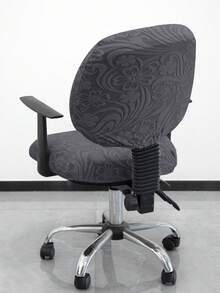 2pcs/Set (Backrest Cover + Seat Cushion Cover) Solid Color Jacquard Separate Office Chair Cover, Modern Style Elastic Polyester Separate Office Chair Cover, Suitable For Office, Study Room, Home Use, All Seasons - Grey - View 5