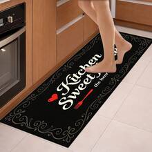1 pieza, Decoración del hogar, Alfombra de cocina con estampado de patrón de texto, Alfombra de cocina de tierra de diatomeas, Alfombra de cocina, Alfombra de piso, Fácil de limpiar, Rectangular estampada, Adecuada para sala de estar, dormitorio, pasillo, baño, lavandería - Alfombra de poliéster, Adecuada para decoración del hogar interior y exterior - Multicolor - Ver 9
