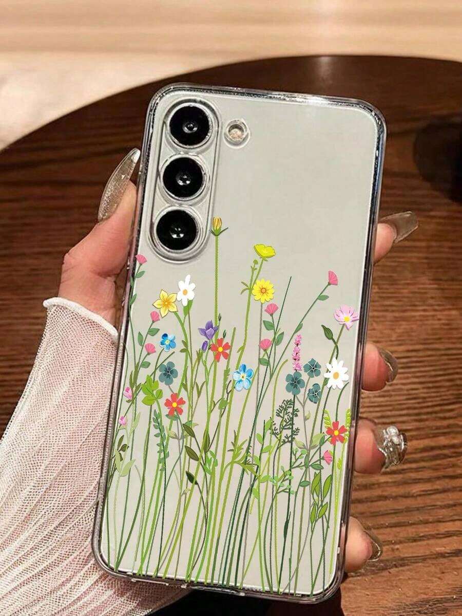 1 Piece Soft Romantic Fashion Floral Print Phone Case Compatible With Huawei Honor, Galaxy A04e/12/A13/A14/A34/A50/A52/A53/A54/S21/S22/S23/S24/S25/S25Ultra/S25FE/S26/S26 PLUS/S26 ULTRA/S26 EDGE, 6A/7A/8A, 12T/13T/15T/15T Pro - 透明 8 - 查看 1