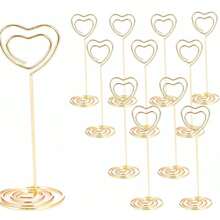 1-30pcs Gold Table Number Holders, Wedding Seat Card Clips, Dining Table Centerpiece Decor, Photo Clips, Metal Wire Photo Clips, Note & Photo Stands - 8.5cm - View 14