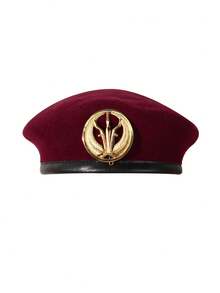 1pc British Style Military Beret, Wool Stiff Shaping Design, Unisex Versatile Warm Casual Wear For Holidays And Daily Use - Beret - View 6