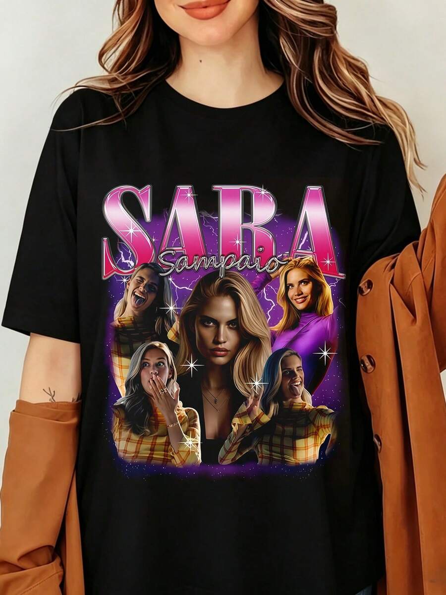 Sara Sampaio Vintage T-Shirt, Portuguese Supermodel Graphic Printed Tee, Sara Sampaio Bootleg Vintage Shirt, 90s Sara Sampaio Gift For Fans, Retro Sara Sampaio T-Shirt, Gift For Her, Retro Movie Shirt - Black - View 1