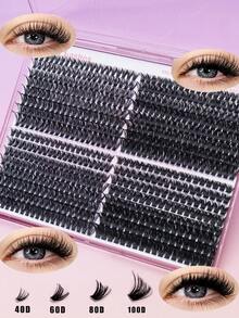 Ayrmilla D Curl 624 Clusters Lashes Cluster DIY Lash Extension Mixed Tray Clusters Eyelashes Fluffy Volume Individual Lashes ,Must-Have For Beginners, Featuring A Large Capacity And A Slender, Thick Natural Single-Cluster Design Of Eyelashes. - D - View 1
