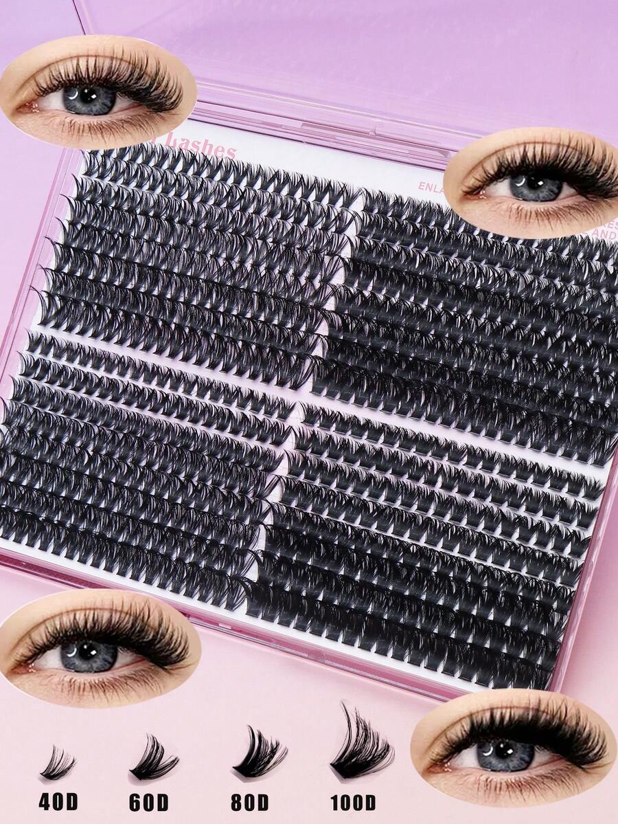 Ayrmilla D Curl 624 Clusters Lashes Cluster DIY Lash Extension Mixed Tray Clusters Eyelashes Fluffy Volume Individual Lashes ,Must-Have For Beginners, Featuring A Large Capacity And A Slender, Thick Natural Single-Cluster Design Of Eyelashes. - D - View 1