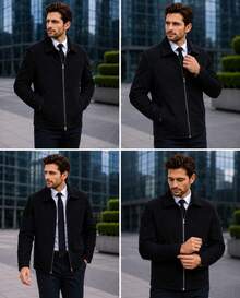 Suede-Lined Formal Jacket, Modern. - Black - View 4