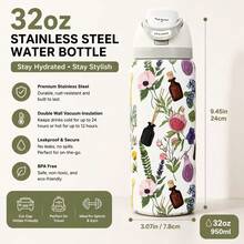 32oz This Stainless Steel Insulated Water Bottle Is Sufficient To Meet Your Daily Hydration Needs. It's Easy To Clean, Leak-Proof, Durable, And Resistant To Breakage. Convenient To Use, Lightweight, And Portable, It's Suitable For Various Occasions Such As Fitness, Running, And School. - 白色 - 查看 3