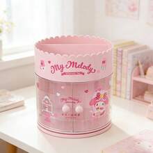 Miniso Sanrio Characters Colorful Afternoon Tea Double Door Rotating Box Cinnamoroll&Hello Kitty&My Melody&Kuromi, Sturdy Material Smooth Rotation, Double Door Storage, Creative Desktop Decor (1 PC) - Multicolor - View 4