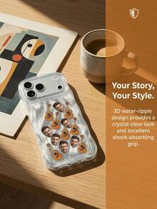 Customizable Shaker Phone Case, Transparent Quicksand Phone Protective Cover, Guitar Theme Creative Phone Case, Fun Photo Printable Phone Case, Transparent Soft Silicone Material Wave Pattern Shockproof Frame, Customizable Photo, Built-In Shaker Decoration And 2D Print Design, Suitable For Couples, Music Lovers - Multicolor - View 7