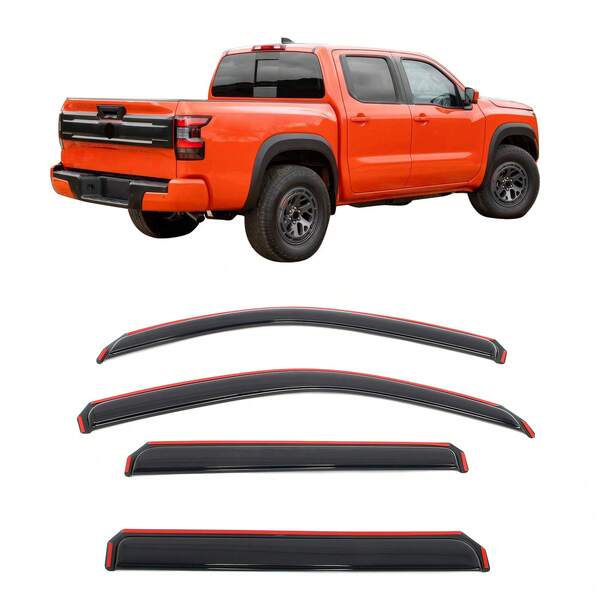 4PCS Slim Style In Channel Window Visors Compatible With Nissans' Frontier Crew Cab 2022-2026 Acrylic Smoke Rain Guards Wind Deflectors Car Accessories