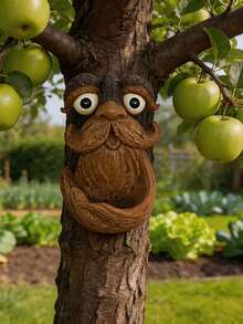 1pc Outdoor Garden Resin Big Mustache Bird Feeder Decor, With Big Mustache And Big Eyes Design, Suitable For Tree Decoration, Bird Feeding, Garden Arrangement, Tabletop Decoration, Perfect Gift For Mother's Day/Father's Day/Spring Outdoor Decor, Nature Gardening Enthusiasts - A - View 4