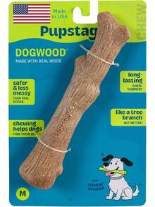 Small 5.4 Inch Dogwood Dog Chew Toy Made In USA, Real Wood Blend Natural Flavor & Texture For Moderate Chewers, Durable Healthy Alternative Chew Bone For Small Dogs - 山茱萸(棕色) - 查看 1