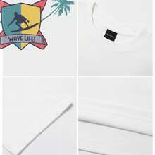 Men's T-Shirt Wave Life Surfing Palm Trees Comfortable And Versatile Outdoor Casual Short Sleeve - White - View 5
